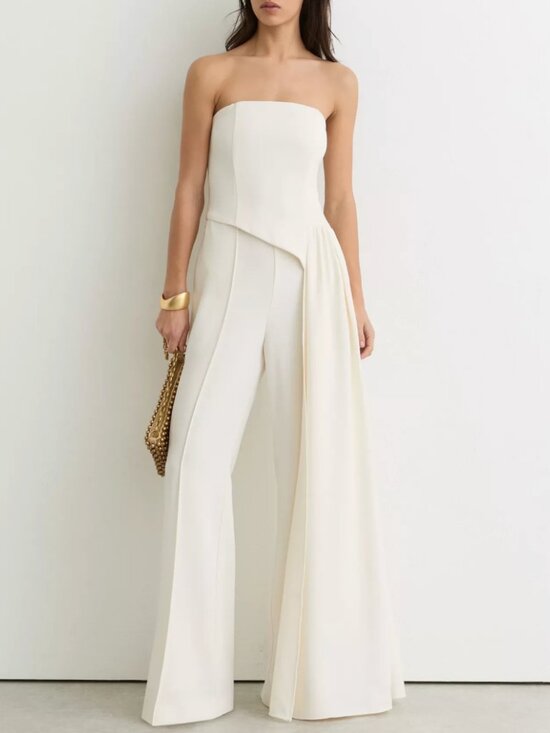 Reiss Pants - REISS Leah Jumpsuit US 6/8/10 Strapless Draped Ivory White